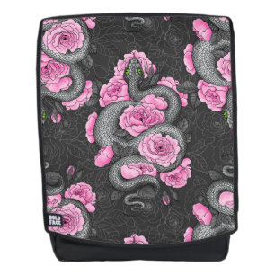 Schlangen und rosa Rosen Rucksack