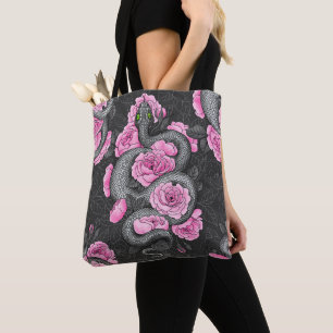 Schlangen und rosa Rosen Tasche