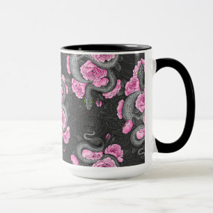 Schlangen und rosa Rosen Tasse