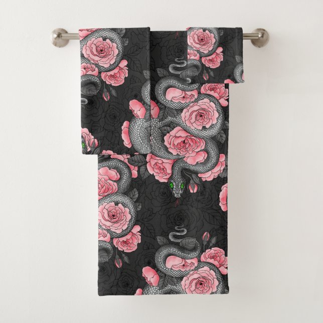 Schlangen und Rose Badhandtuch Set (Insitu)