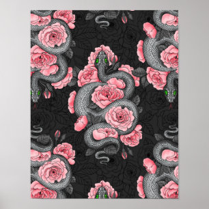 Schlangen und Rose Poster
