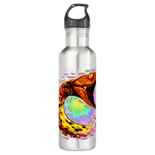 Schlangenangriff Psychedelische surreale Kunst Edelstahlflasche