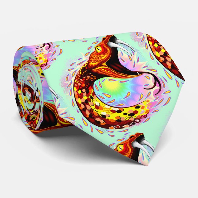 Schlangenangriff Psychedelische surreale Kunst Krawatte (Gerollt)