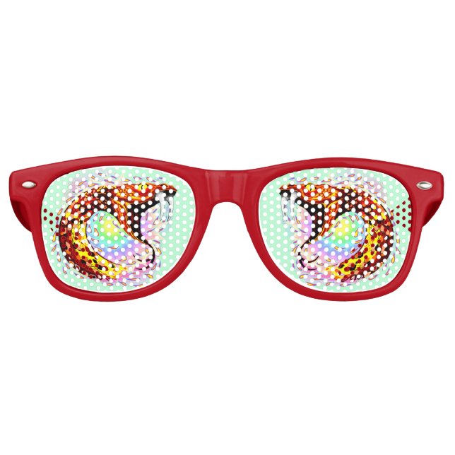 Schlangenangriff Psychedelische surreale Kunst Partybrille (Vorderseite)