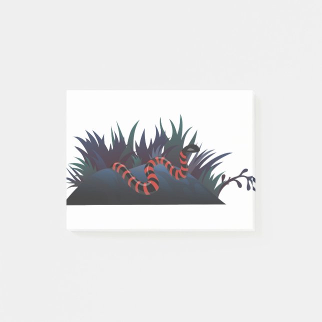 Schlangengras rotes schwarzes Reptil Post-it Klebezettel (Vorderseite)