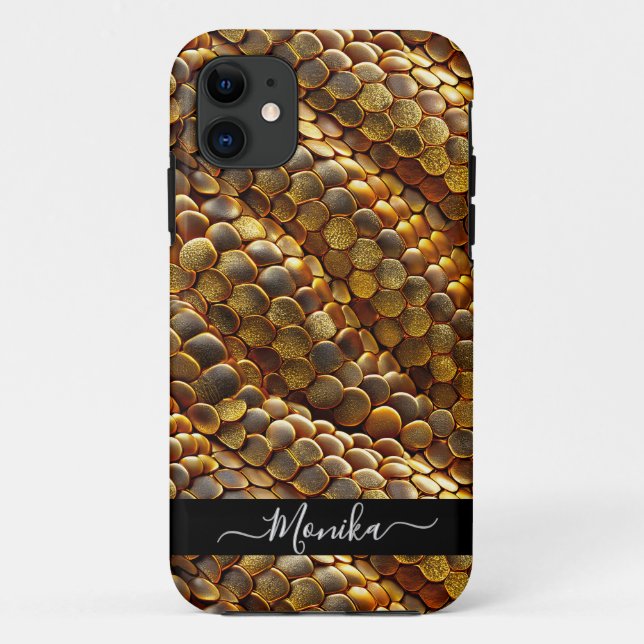 Schlangenhaut golden und Glitzer Case-Mate iPhone Hülle (Rückseite)
