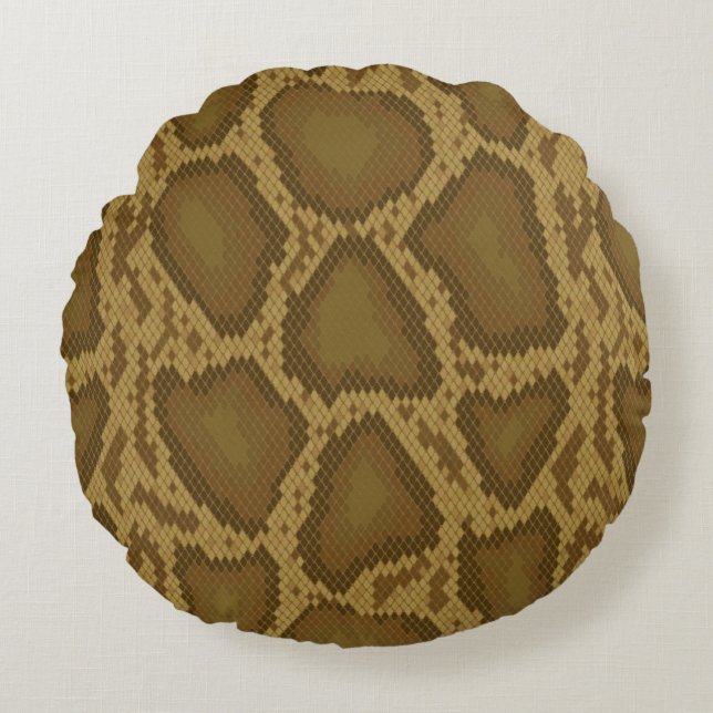 Schlangenhaut, Reptilmuster Rundes Kissen (Vorderseite)