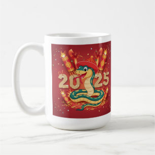Schlangenjahr 2025 Holzschlange Kaffeetasse
