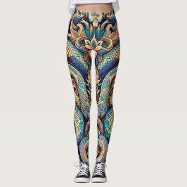 Schlangenmuster Blumendekor Leggings
