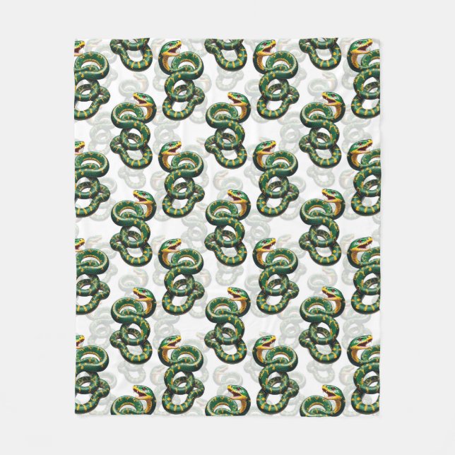 Schlangenmusterdesign - Weiß  Fleecedecke (Vorderseite)
