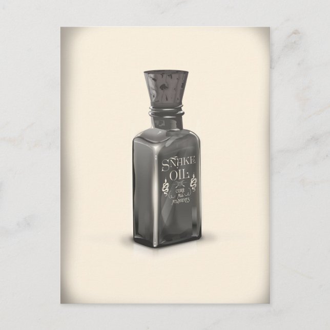 Schlangenöl "Cure All Ailes" Flasche lustiges Plak Postkarte (Vorderseite)
