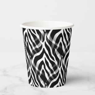 Schlangenschwarz und weiß Zebrastreifen drucken Pappbecher
