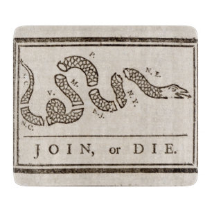 Schlangensymbol "Join or Die" von Benjamin Frankli Schneidebrett