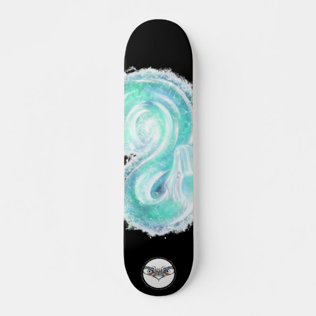 Schlangenwasser türkisfarbener Spritzer glühen Skateboard (Vorne)