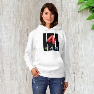 Schlanke geometrische Zahl 4 moderne Typografie Hoodie