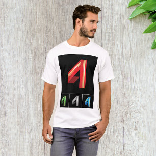 Schlanke geometrische Zahl 4 moderne Typografie T-Shirt