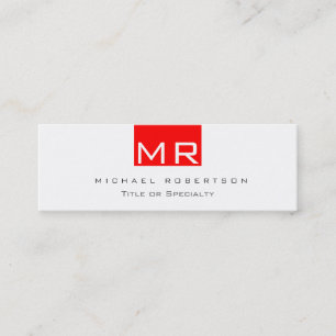 Schlanke moderne Monogramm weiße rote Visitenkarte