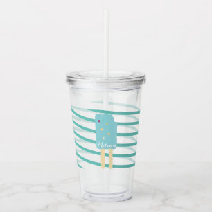 Schlankes Eiscreme-Pop-Stick-Monogramm Acryltrinkbecher