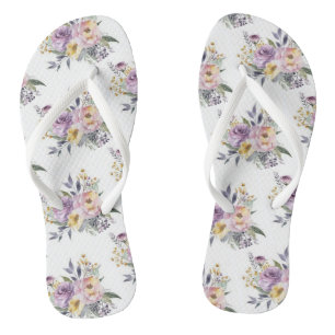 Schlappen Floral Viktorianisch Lila Rosa Blumen  Flip Flops