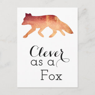 Schlau wie ein Fuchs Typografisches Aquarell Postkarte