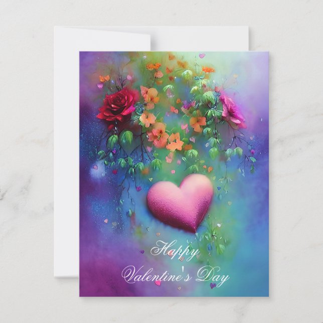 Schlaue Blume und Herzvalentin Feiertagskarte (Vorderseite)