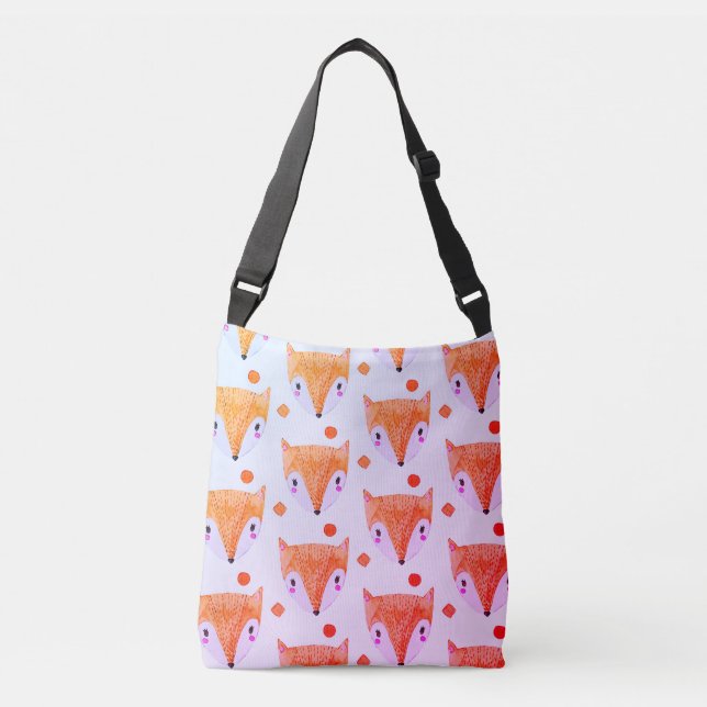 Schlaue Fox-Aquarell Crossbody Tasche (Vorderseite)