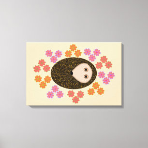 Schlaue Igel und Blume Canvas Print Leinwanddruck
