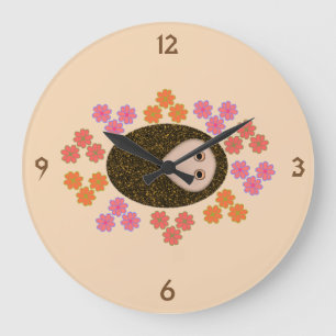 Schlaue Igel und Blume Wall Clock Große Wanduhr