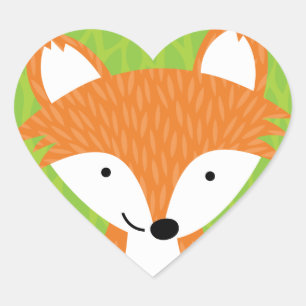 Schlaue kleine Freunde des Waldlandfox Herz-Aufkleber