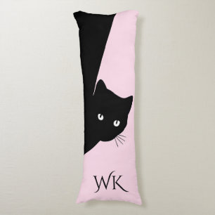 Schlaues-schwarze-Katze-Monogramm-Körperkissen Seitenschläferkissen