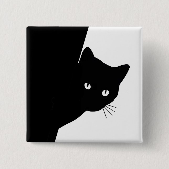 Schlaues schwarzes Kätzchen Button (Vorderseite)