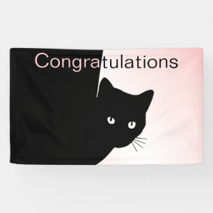 Schlaues schwarzes Katze Gratulations Rosa Banner