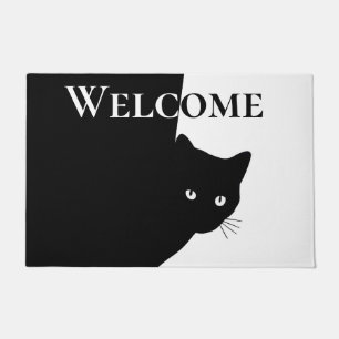 Schlaues schwarzes Katzen-Willkommensmatte Fußmatte