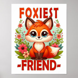 Schlauester Freund Wortspiel. Süßer Baby-Fuchs-Wel Poster