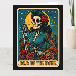 Schlecht an der Bone Retro Skeleton Singer Karte