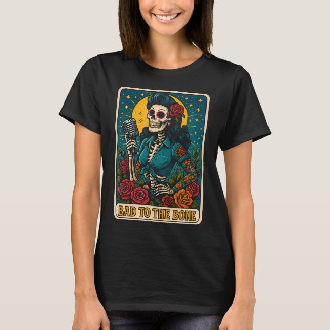 Schlecht an der Bone Retro Skeleton Singer T-Shirt (Vorderseite)