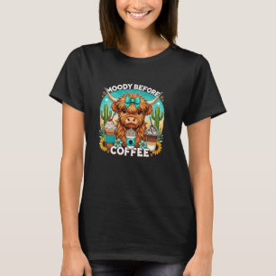 Schlecht gelaunt vor Kaffee Western Langhaar Kuh H T-Shirt