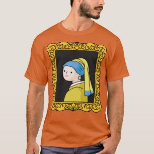 schlecht gezeichnetes Mädchen mit dem Perlenohrgeh T-Shirt