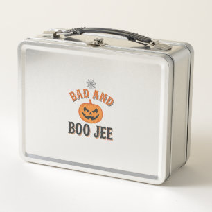 Schlecht und Boo Jee Halloween-Kürbis-Grafik_1 Metall Brotdose