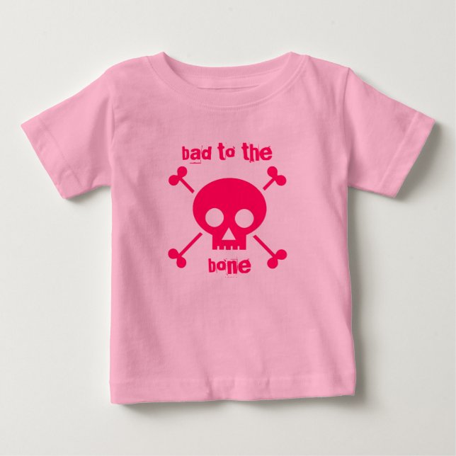 Schlecht zu Knochen Niedlich rosa Halloween Tutu Baby T-shirt (Vorderseite)