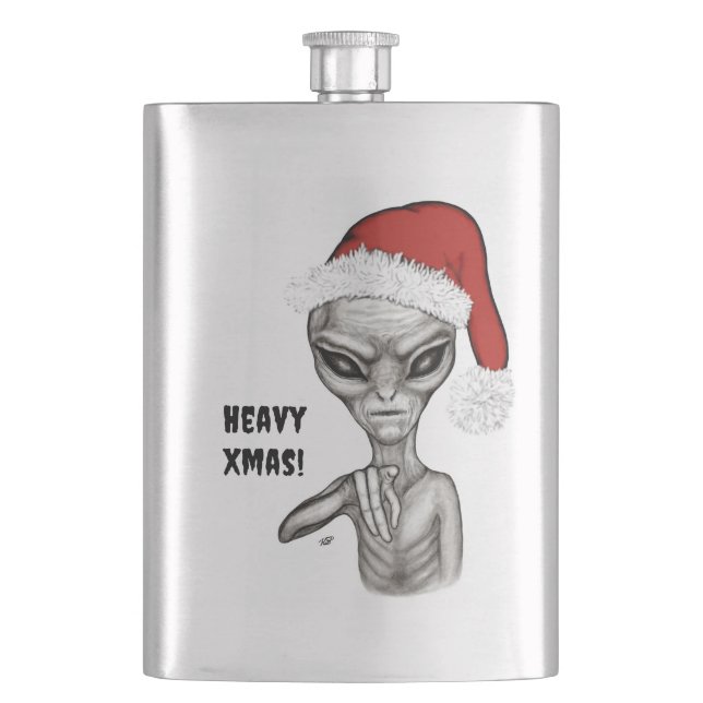 Schlechte Alien, schwere Weihnachten! Flachmann (Vorderseite)