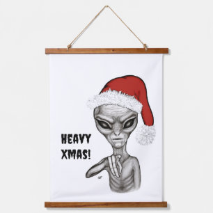 Schlechte Alien, schwere Weihnachten! Wandteppich Mit Holzrahmen