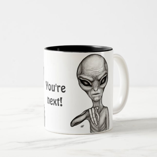 Schlechte Alien, Sie sind als Nächstes dran! Zweifarbige Tasse (VorderseiteRechts)