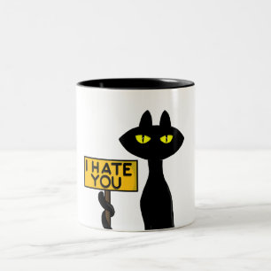 Schlechte Boogie -Die Katze- "ICHHASSEDICH" lustig Zweifarbige Tasse
