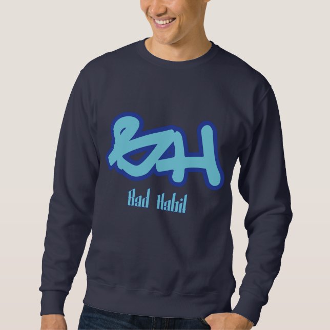 Schlechte Gewohnheits-Logo-Blau Sweatshirt (Vorderseite)
