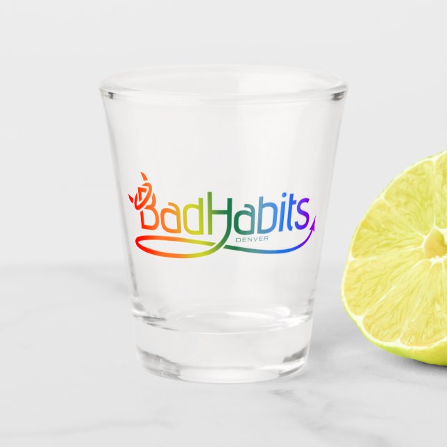 Schlechte Habits Denver RegenbogenschussGlas Schnapsglas (Vorderseite)