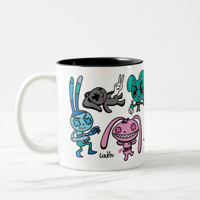 Schlechte Häschen-Tasse Zweifarbige Tasse (Links)