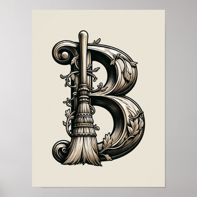 Schlechte Hexe Hexenbesen Brief B Benutzerdefinier Poster (Vorne)