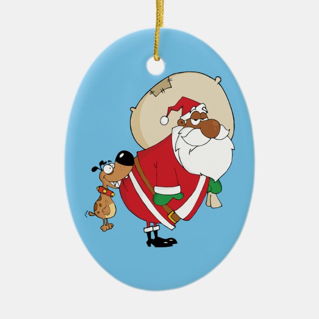 Schlechte Hundebisse schwarze Sankt auf dem Keramikornament (Vorne)
