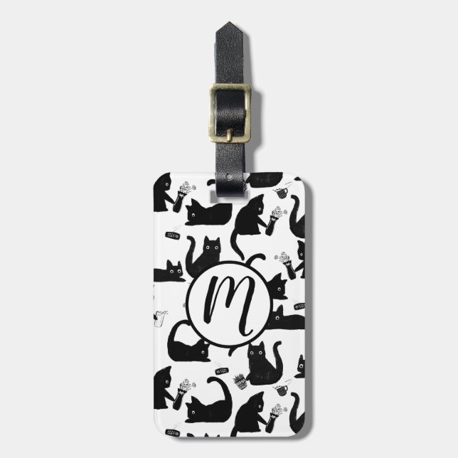 Schlechte Katzen klopfen über Gepäckanhänger (Vorderseite vertikal)